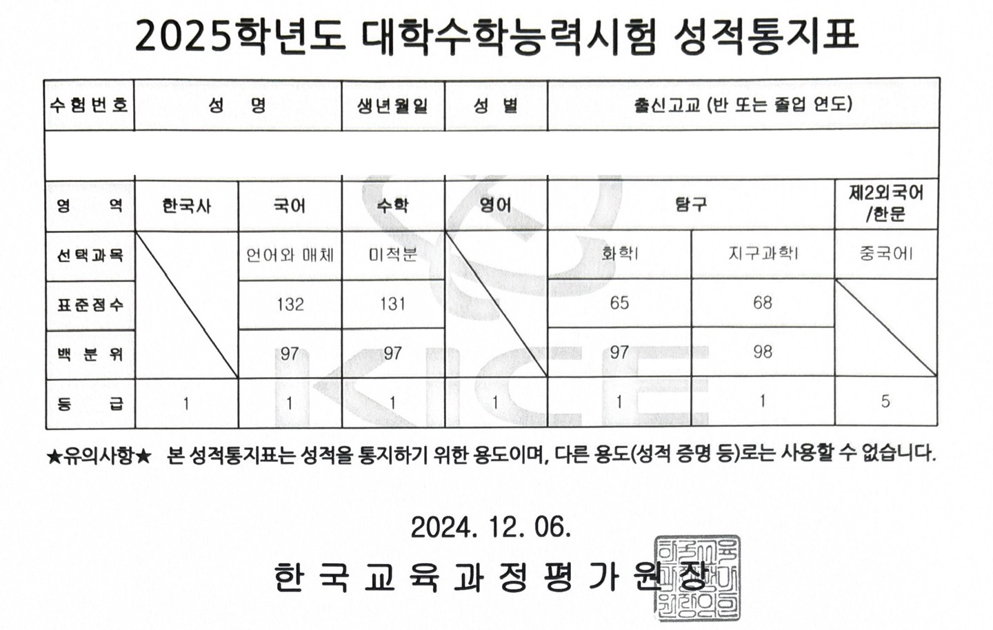 성적증명서